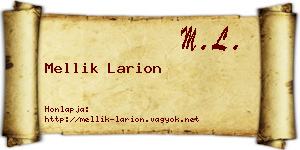 Mellik Larion névjegykártya